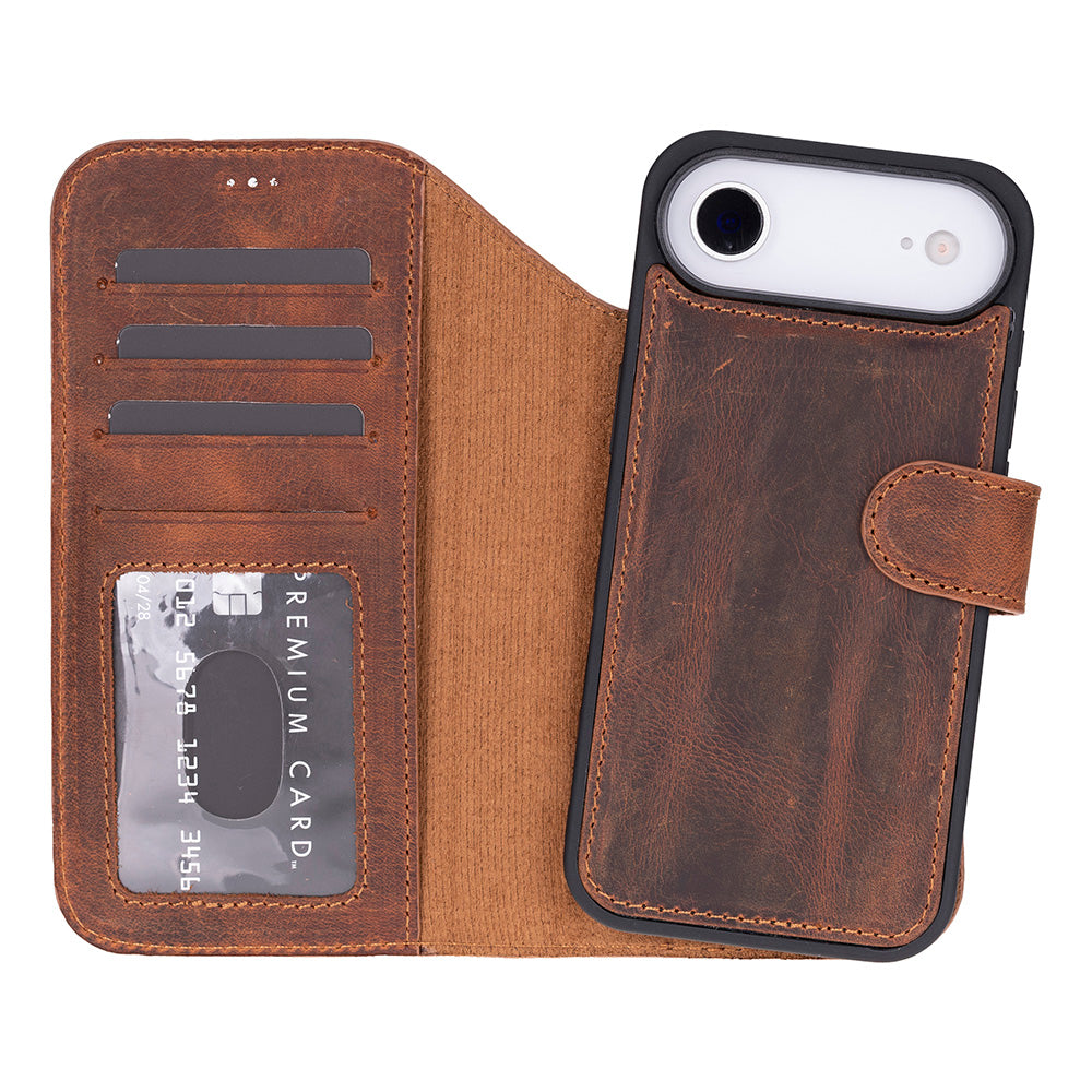 Leather iPhone 17-Air-Detachable Wallet Case