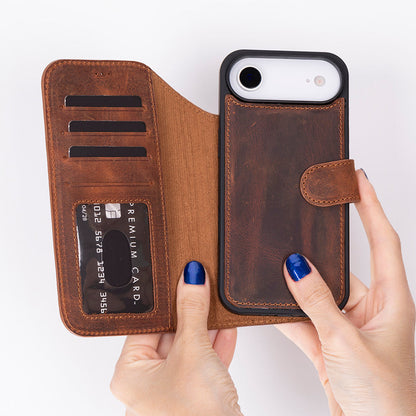 Leather iPhone 17-Air-Detachable Wallet Case