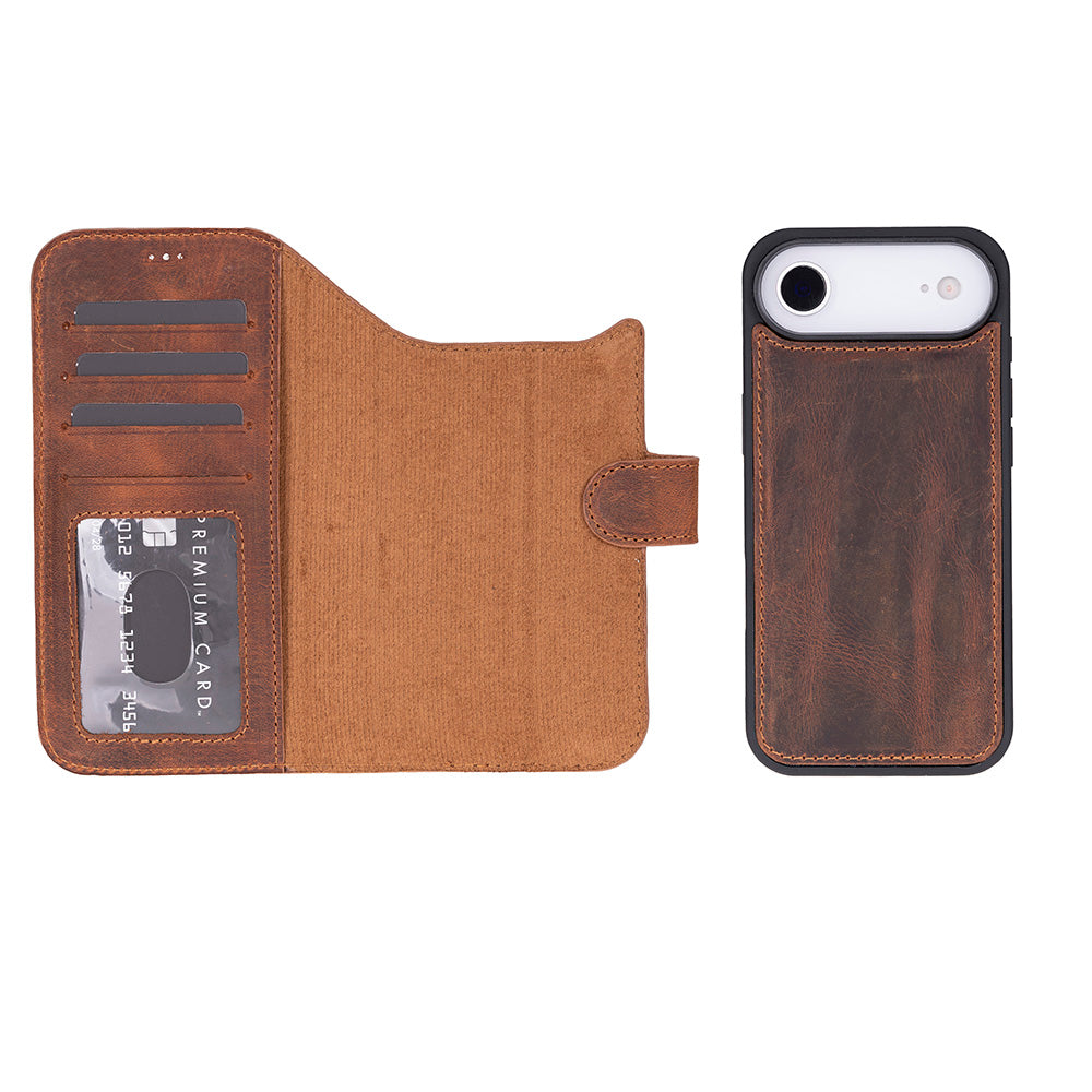 Leather iPhone 17-Air-Detachable Wallet Case
