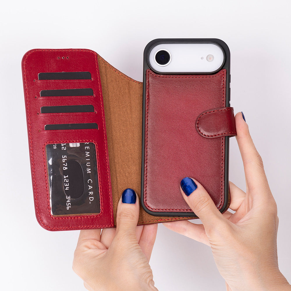 Leather iPhone 17-Air-Detachable Wallet Case