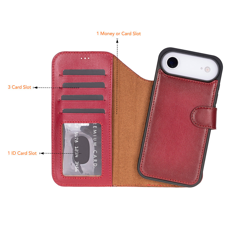 Leather iPhone 17-Air-Detachable Wallet Case