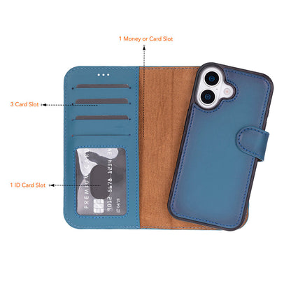 Leather iPhone 17-Detachable Wallet Case