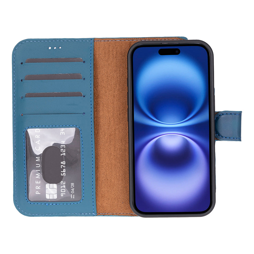 Leather iPhone 17-Detachable Wallet Case