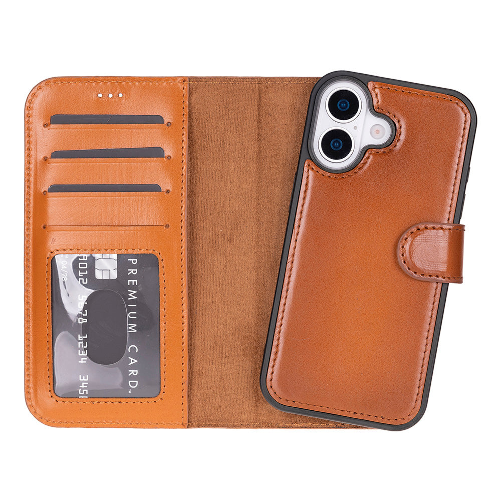 Leather iPhone 17-Detachable Wallet Case
