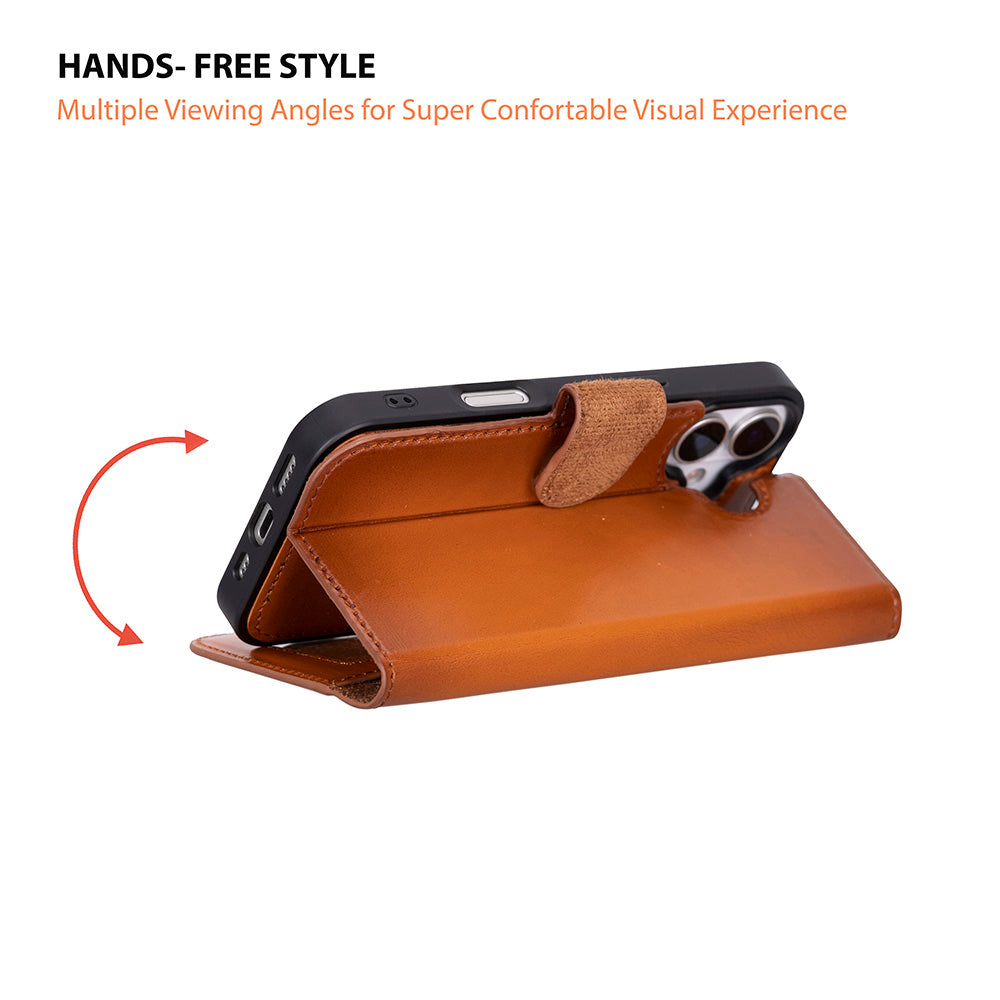 Leather iPhone 17-Detachable Wallet Case