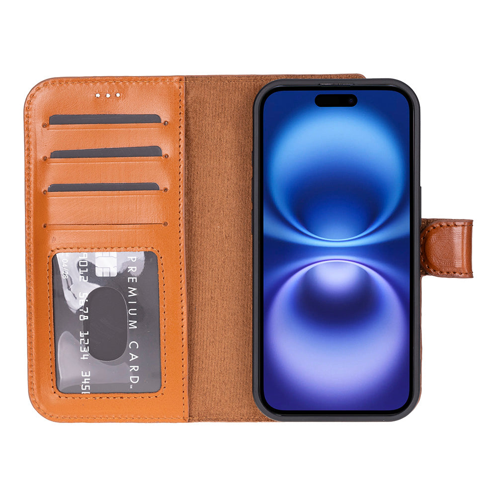 Leather iPhone 17-Detachable Wallet Case