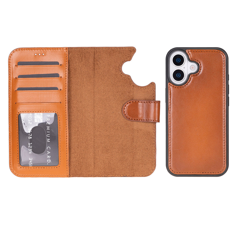 Leather iPhone 17-Detachable Wallet Case
