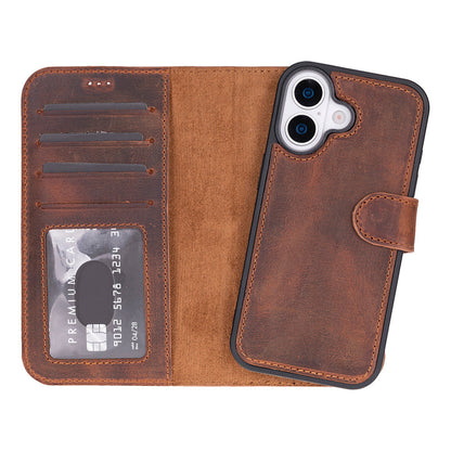 Leather iPhone 17-Detachable Wallet Case