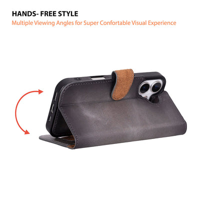 Leather iPhone 17-Detachable Wallet Case