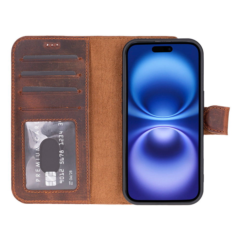 Leather iPhone 17-Detachable Wallet Case