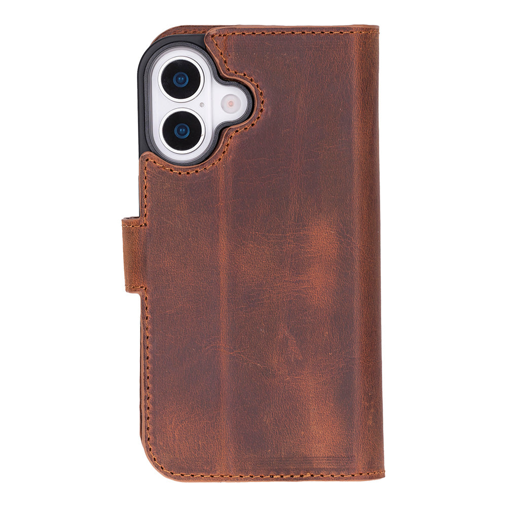Leather iPhone 17-Detachable Wallet Case