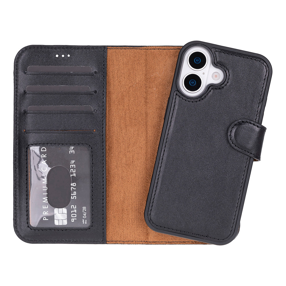Leather iPhone 17-Detachable Wallet Case