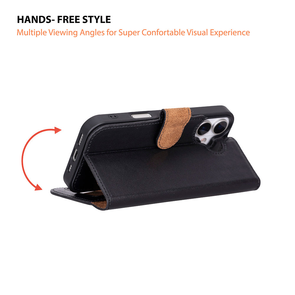 Leather iPhone 17-Detachable Wallet Case