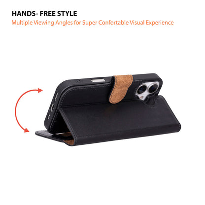 Leather iPhone 17-Detachable Wallet Case