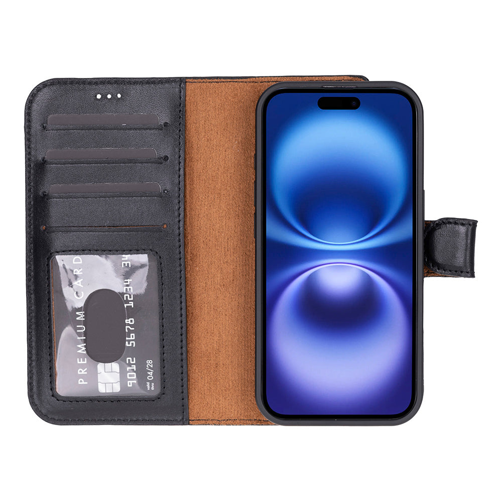 Leather iPhone 17-Detachable Wallet Case