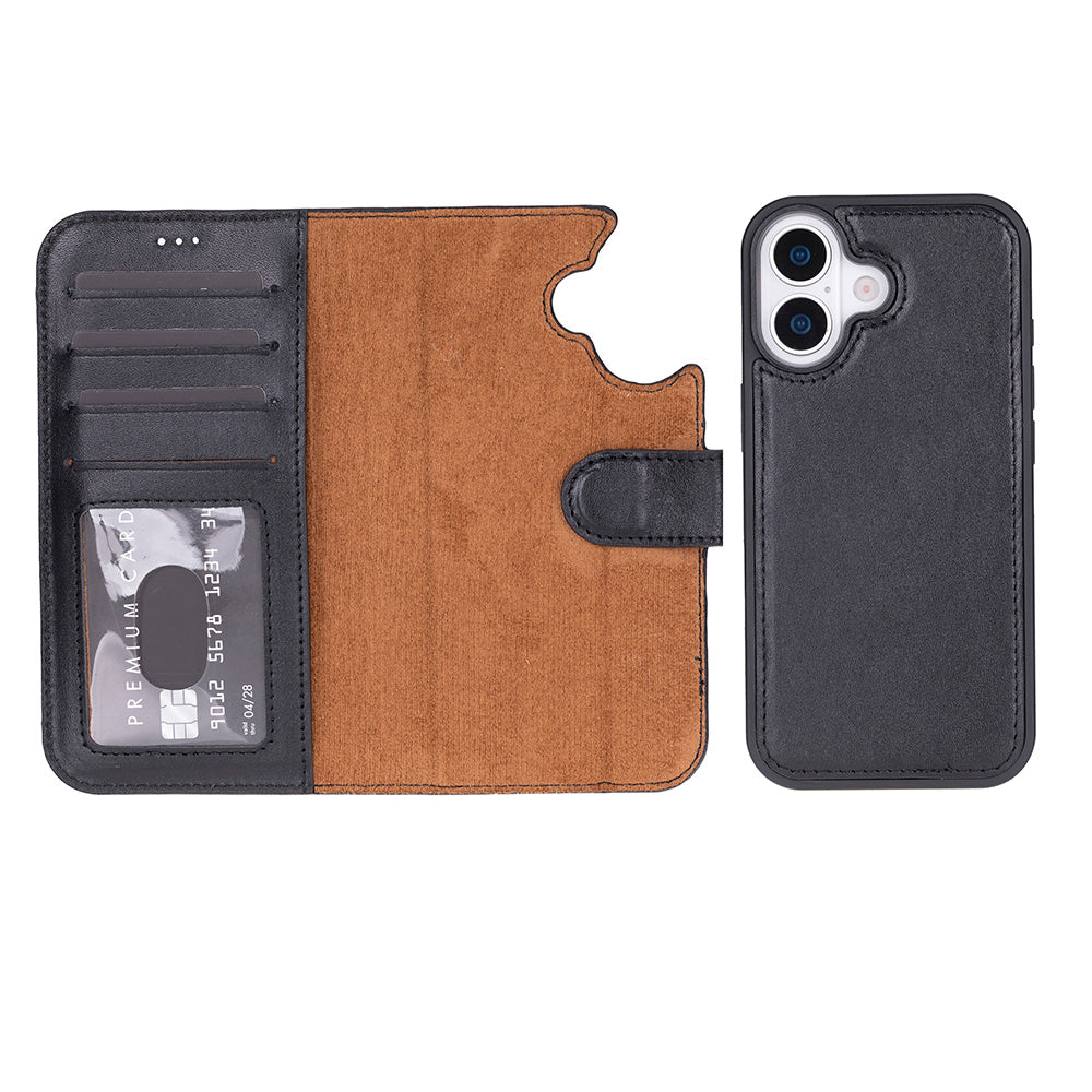 Leather iPhone 17-Detachable Wallet Case