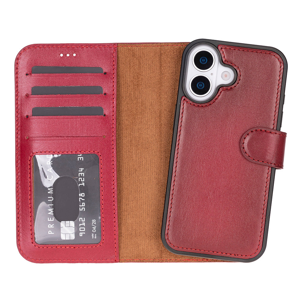Leather iPhone 17-Detachable Wallet Case