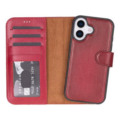Leather iPhone 17-Detachable Wallet Case