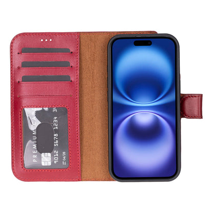 Leather iPhone 17-Detachable Wallet Case