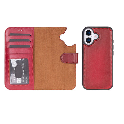 Leather iPhone 17-Detachable Wallet Case