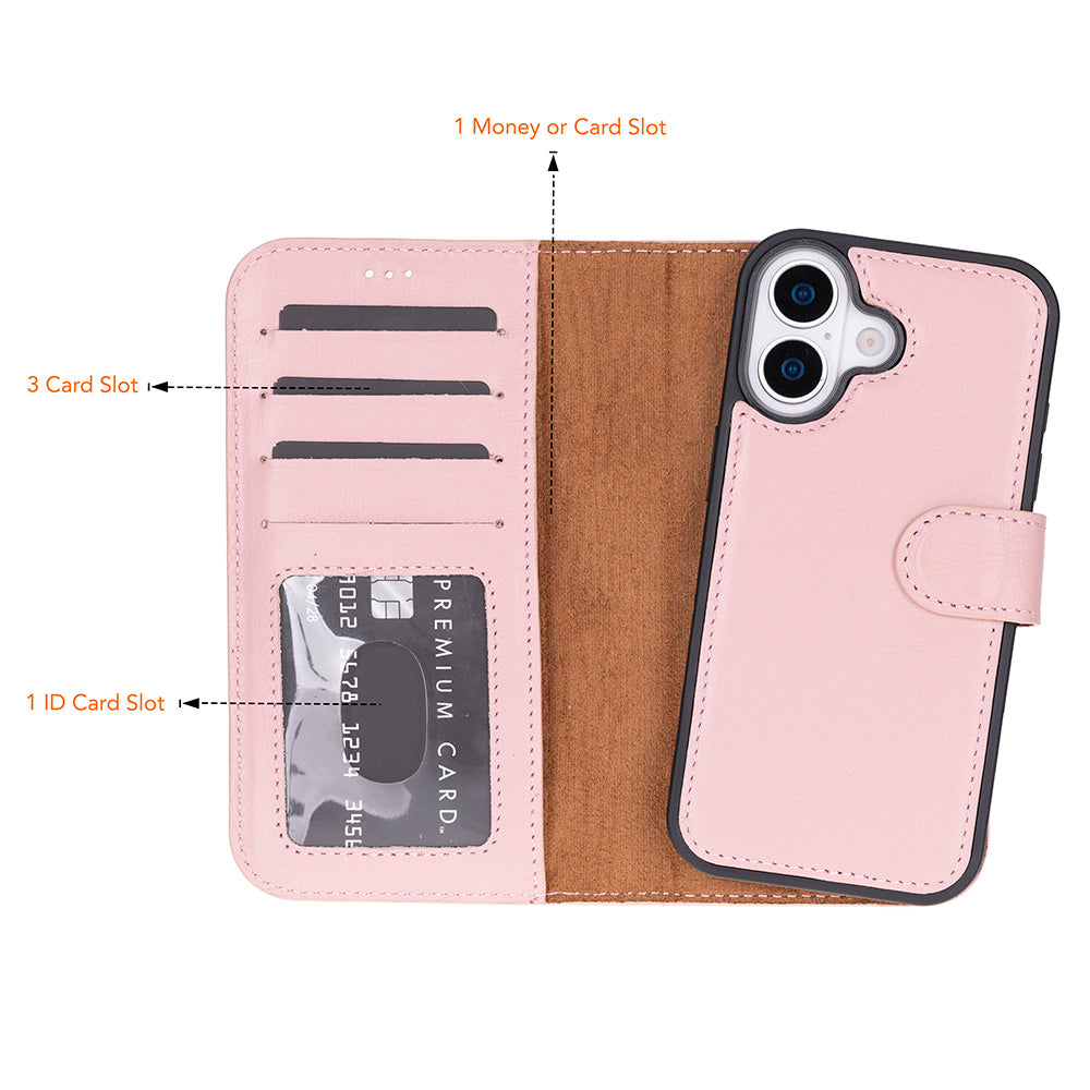 Leather iPhone 17-Detachable Wallet Case