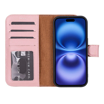 Leather iPhone 17-Detachable Wallet Case