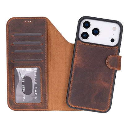 Leather iPhone 17-Pro-Detachable Wallet Case