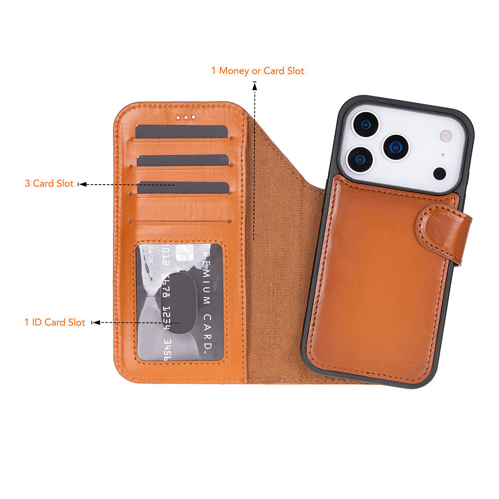 Leather iPhone 17-Pro-Detachable Wallet Case