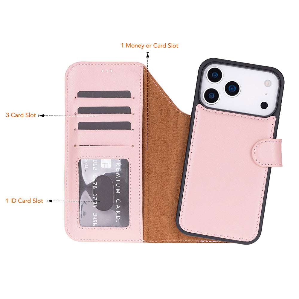 Leather iPhone 17-Pro-Detachable Wallet Case