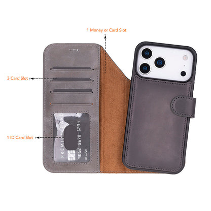 Leather iPhone 17-Pro-Detachable Wallet Case