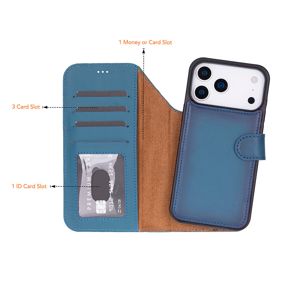Leather iPhone 17-Pro-Max Detachable Wallet Case