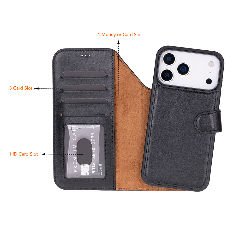 Leather iPhone 17-Pro-Max Detachable Wallet Case