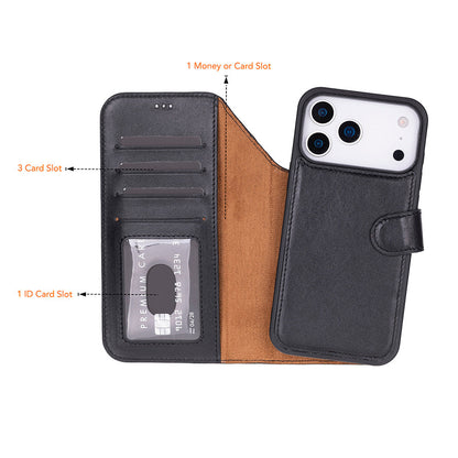 Leather iPhone 17-Pro-Max Detachable Wallet Case