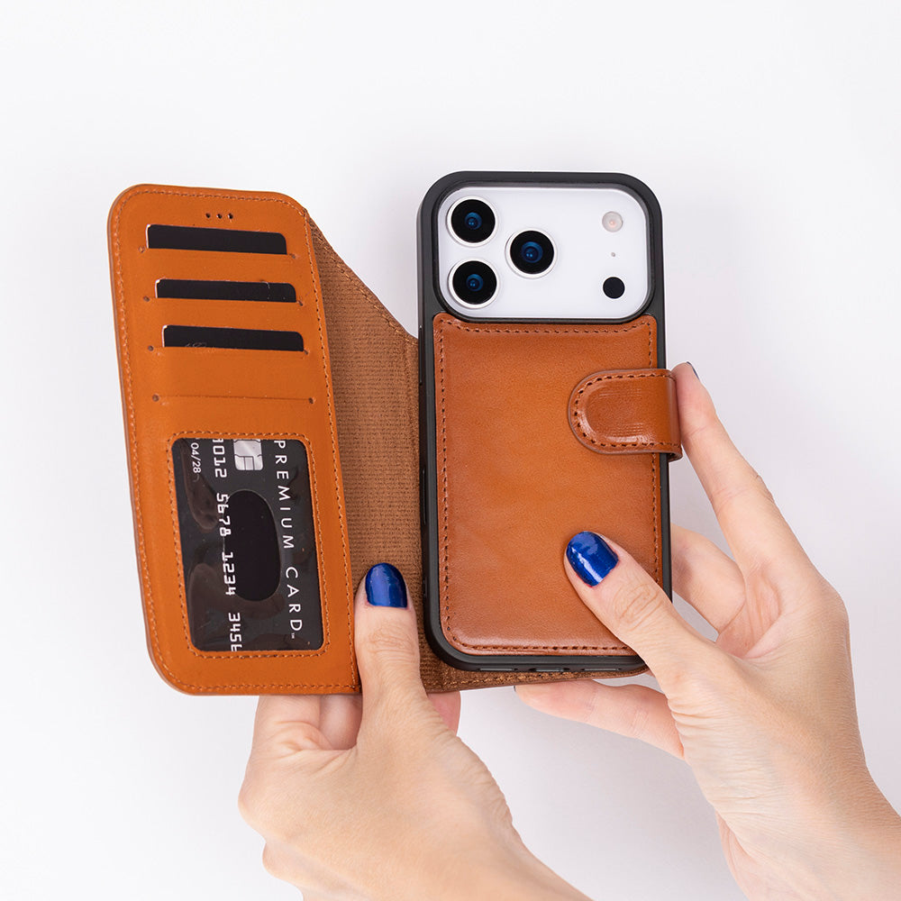 Leather iPhone 17-Pro-Max Detachable Wallet Case