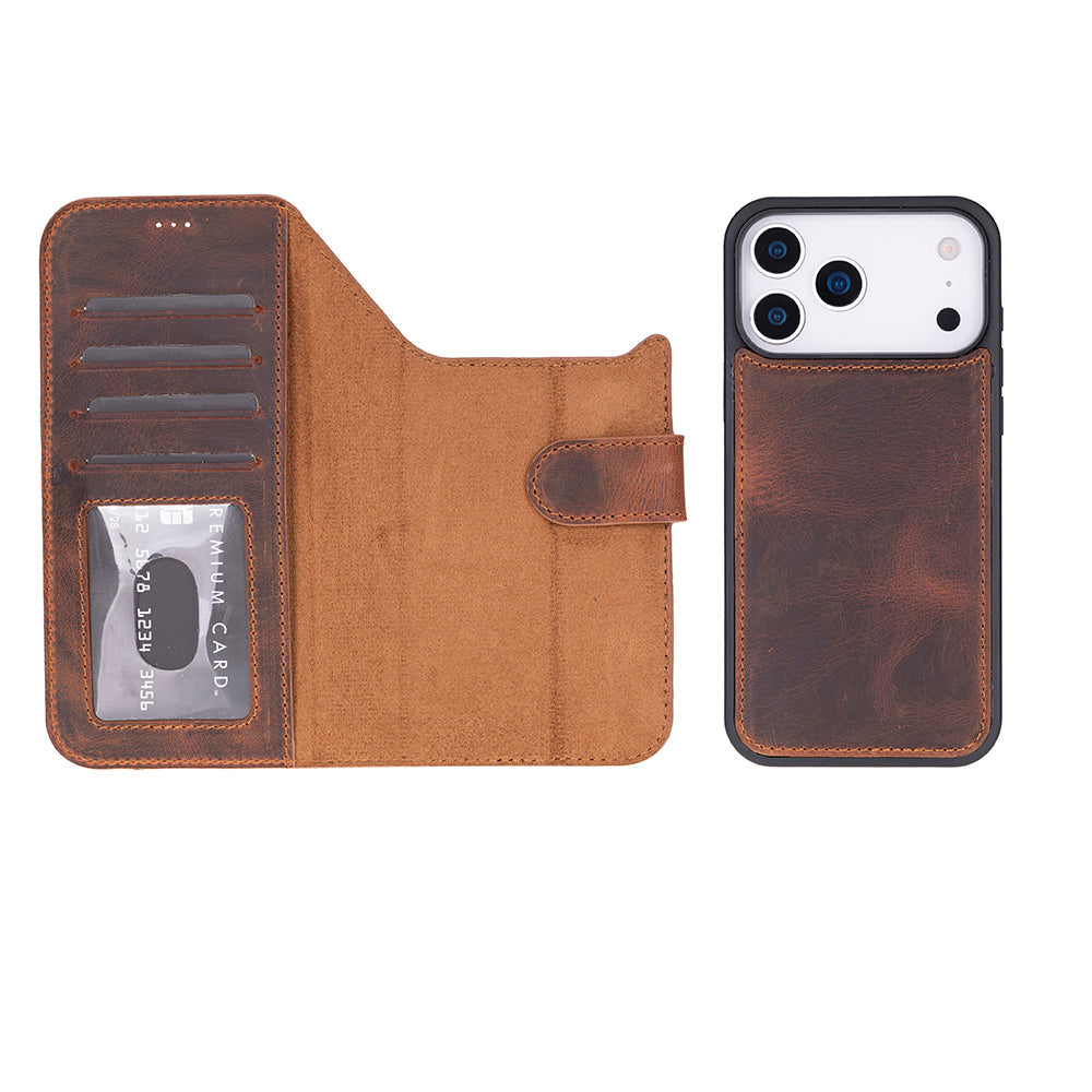Leather iPhone 17-Pro-Max Detachable Wallet Case