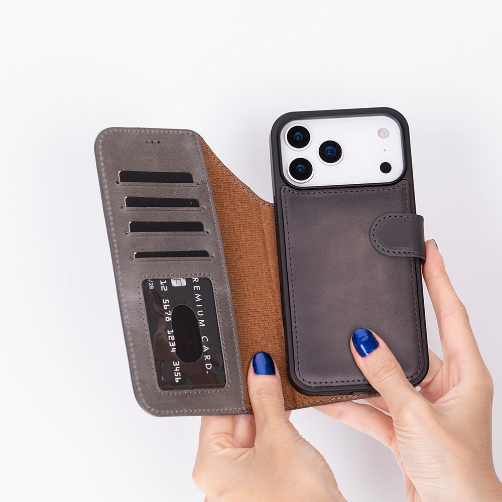 Leather iPhone 17-Pro-Max Detachable Wallet Case