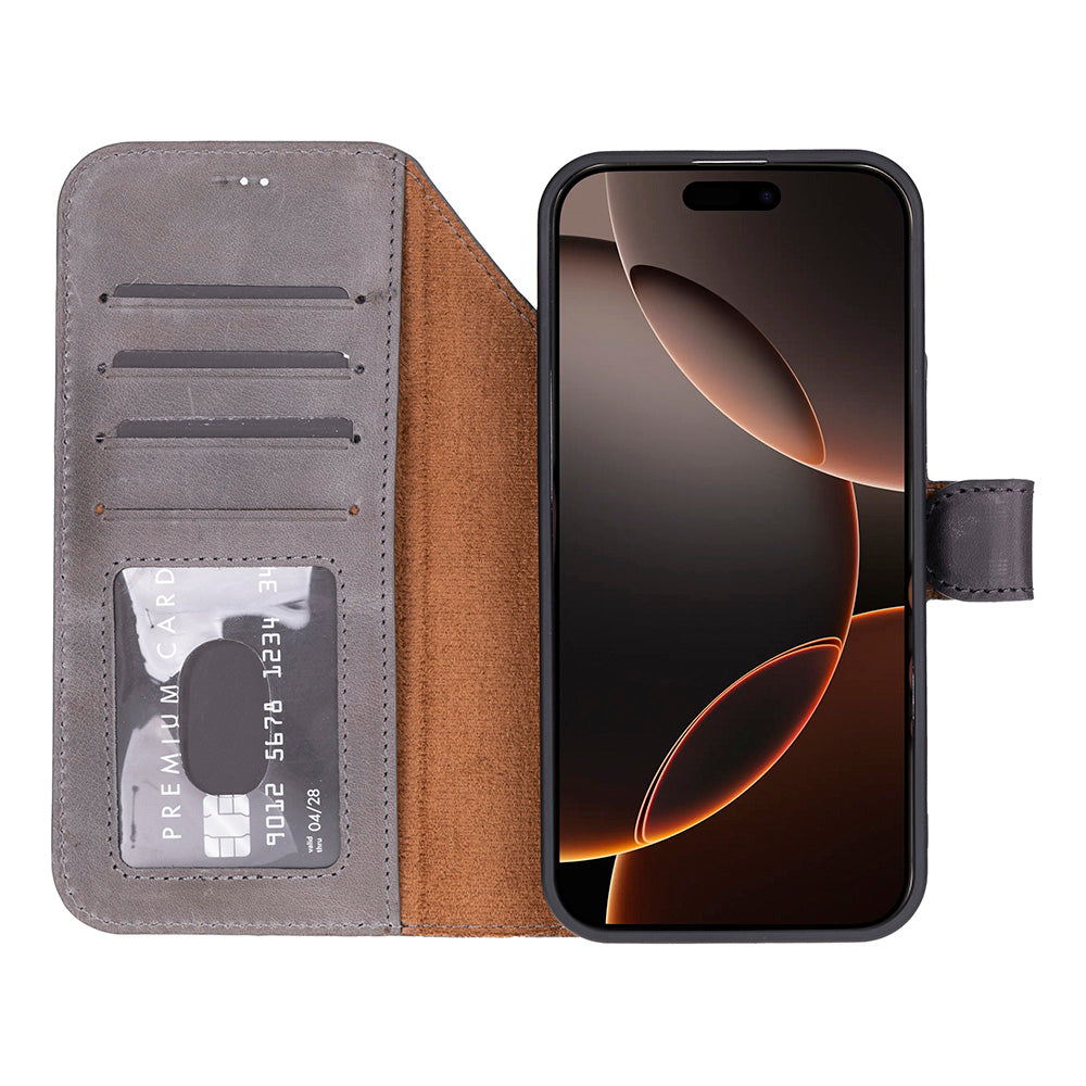 Leather iPhone 17-Pro-Max Detachable Wallet Case