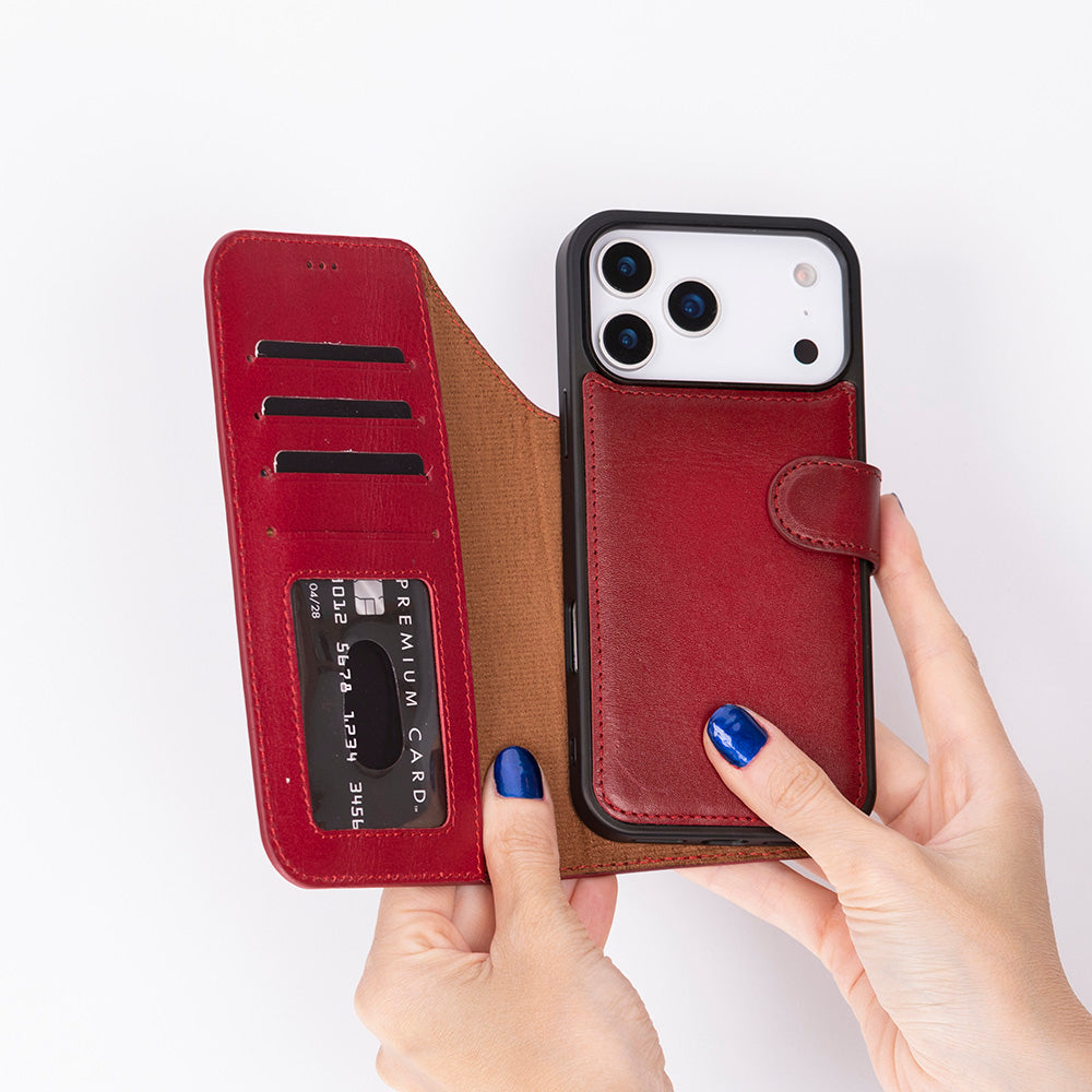 Leather iPhone 17-Pro-Max Detachable Wallet Case