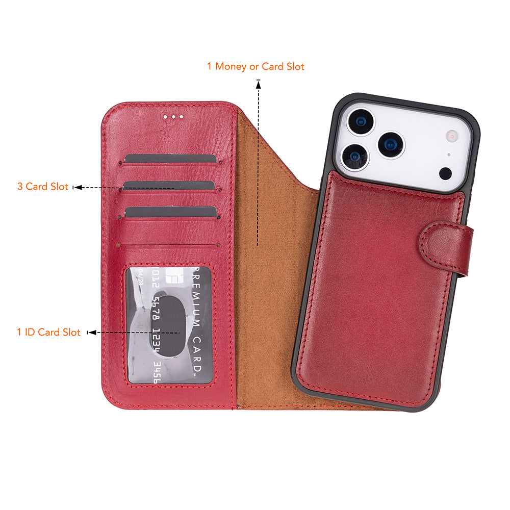 Leather iPhone 17-Pro-Max Detachable Wallet Case