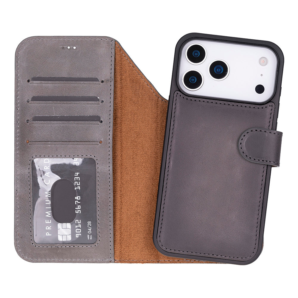 Leather iPhone 17-Pro-Max Detachable Wallet Case