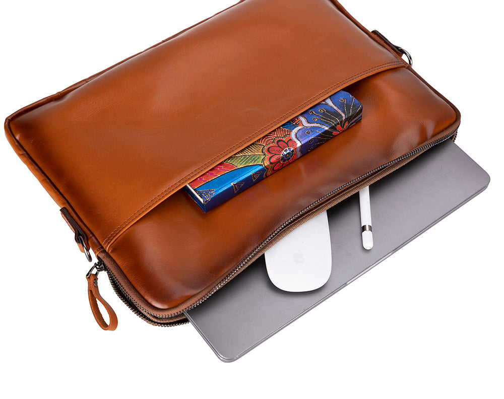 Leeds Slim Leather Laptop & Tablet Case - Messenger Bag for 14” & 16”