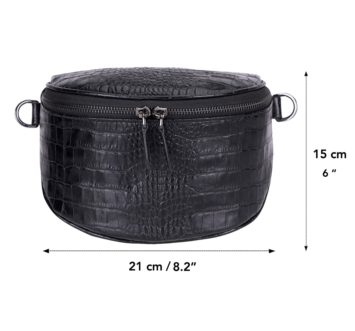 Liora Handcrafted Croco Leather Crossbody Bag