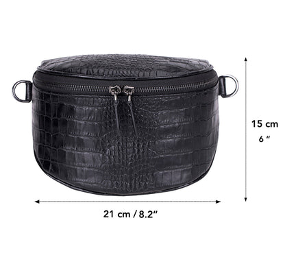 Liora Handcrafted Croco Leather Crossbody Bag
