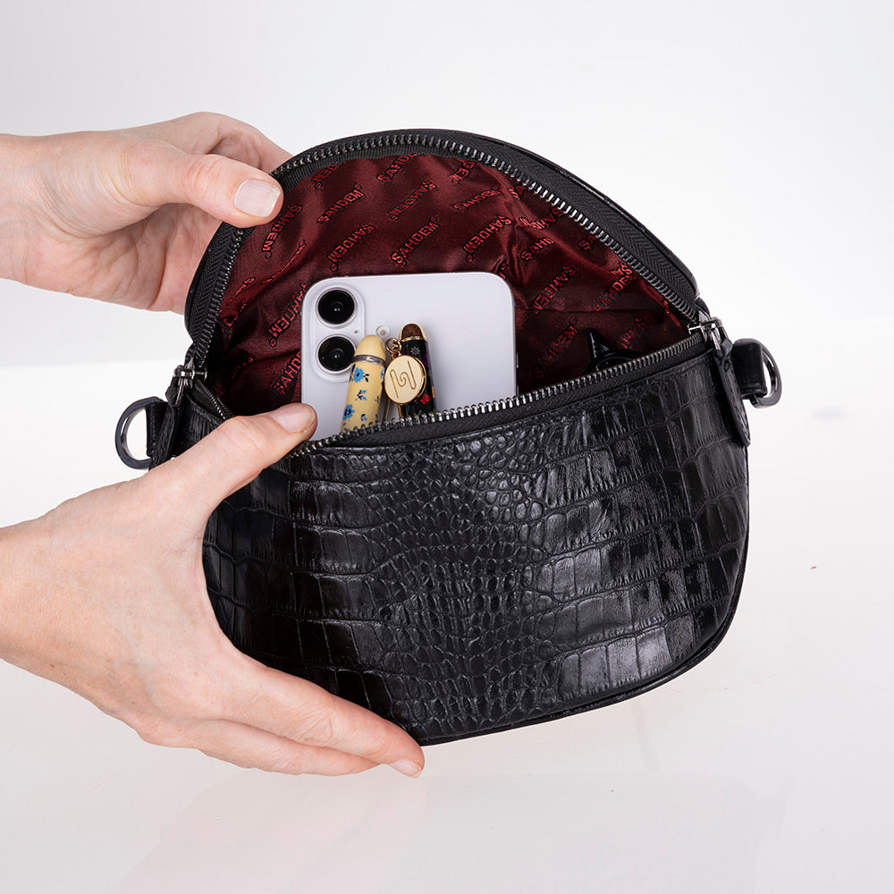 Liora Handcrafted Croco Leather Crossbody Bag