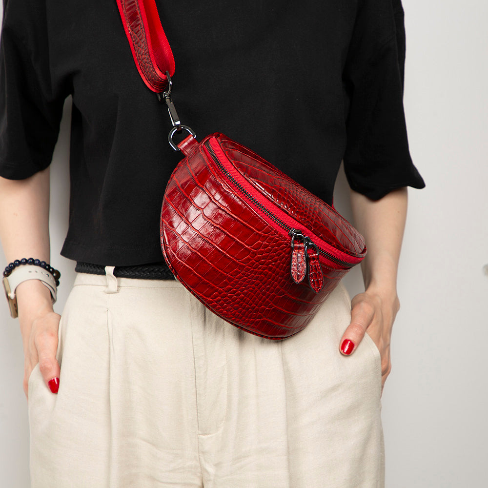 Liora Handcrafted Croco Leather Crossbody Bag