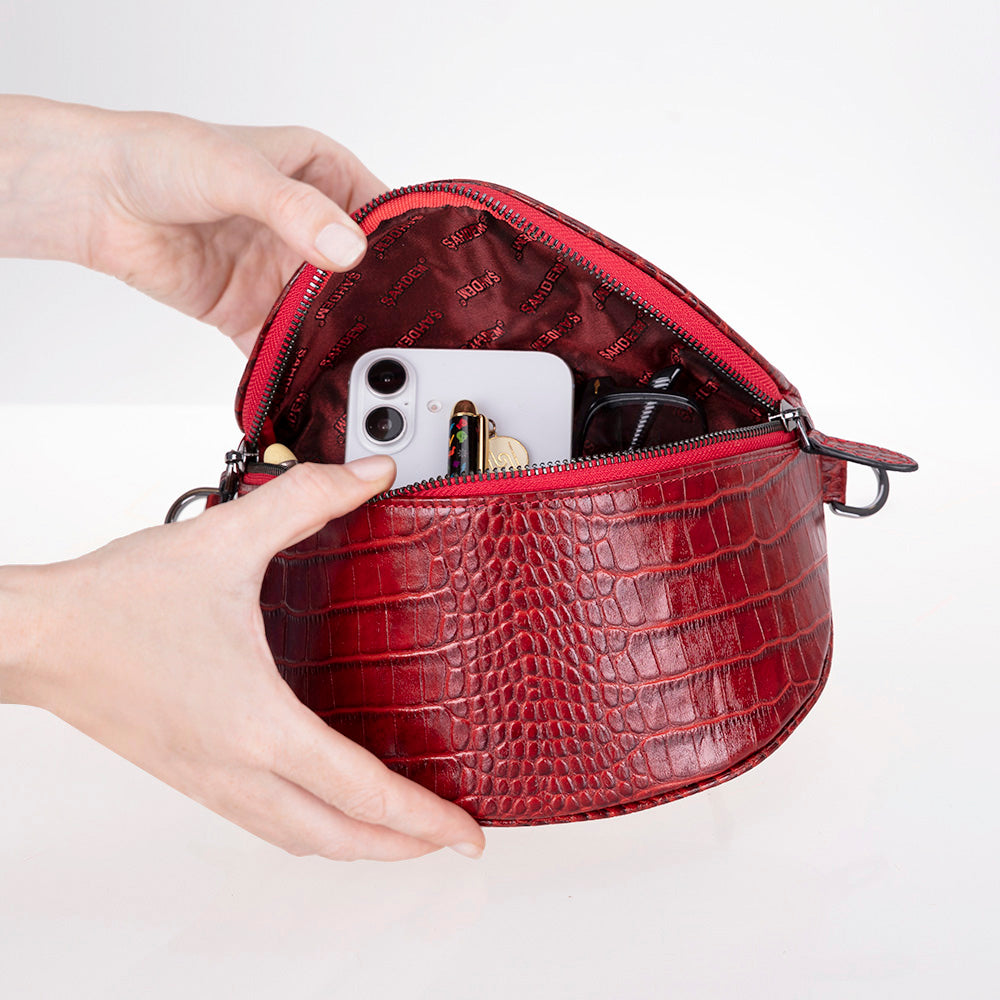 Liora Handcrafted Croco Leather Crossbody Bag