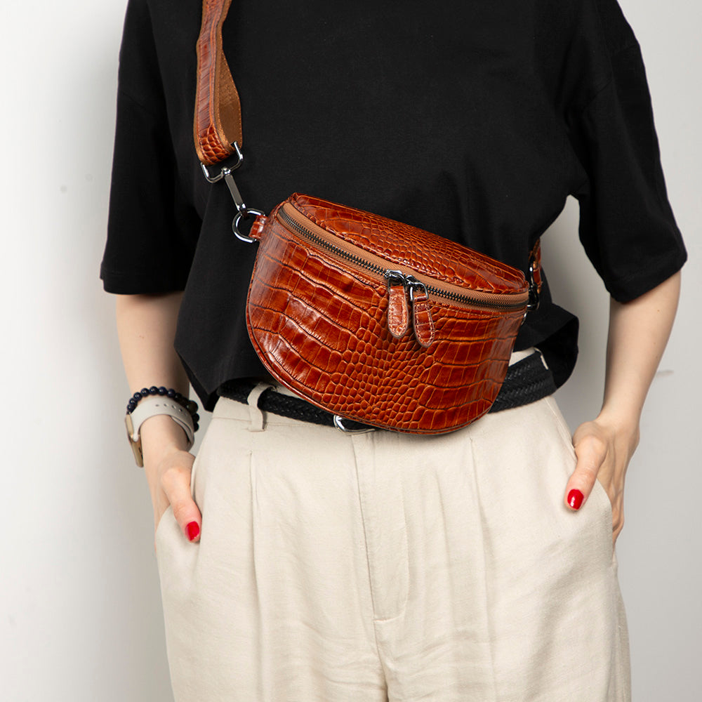 Liora Handcrafted Croco Leather Crossbody Bag