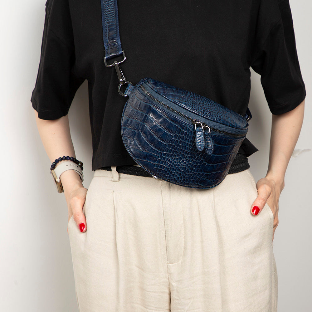 Liora Handcrafted Croco Leather Crossbody Bag
