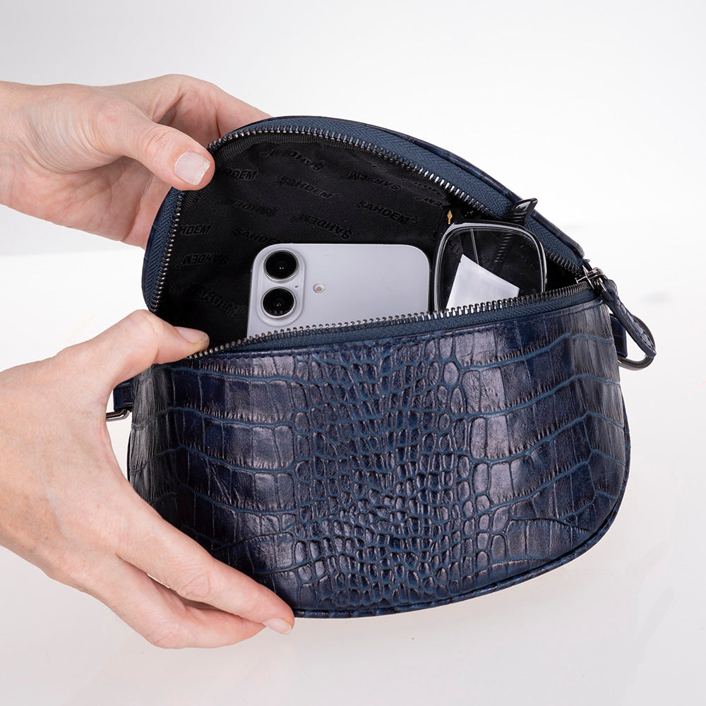 Liora Handcrafted Croco Leather Crossbody Bag