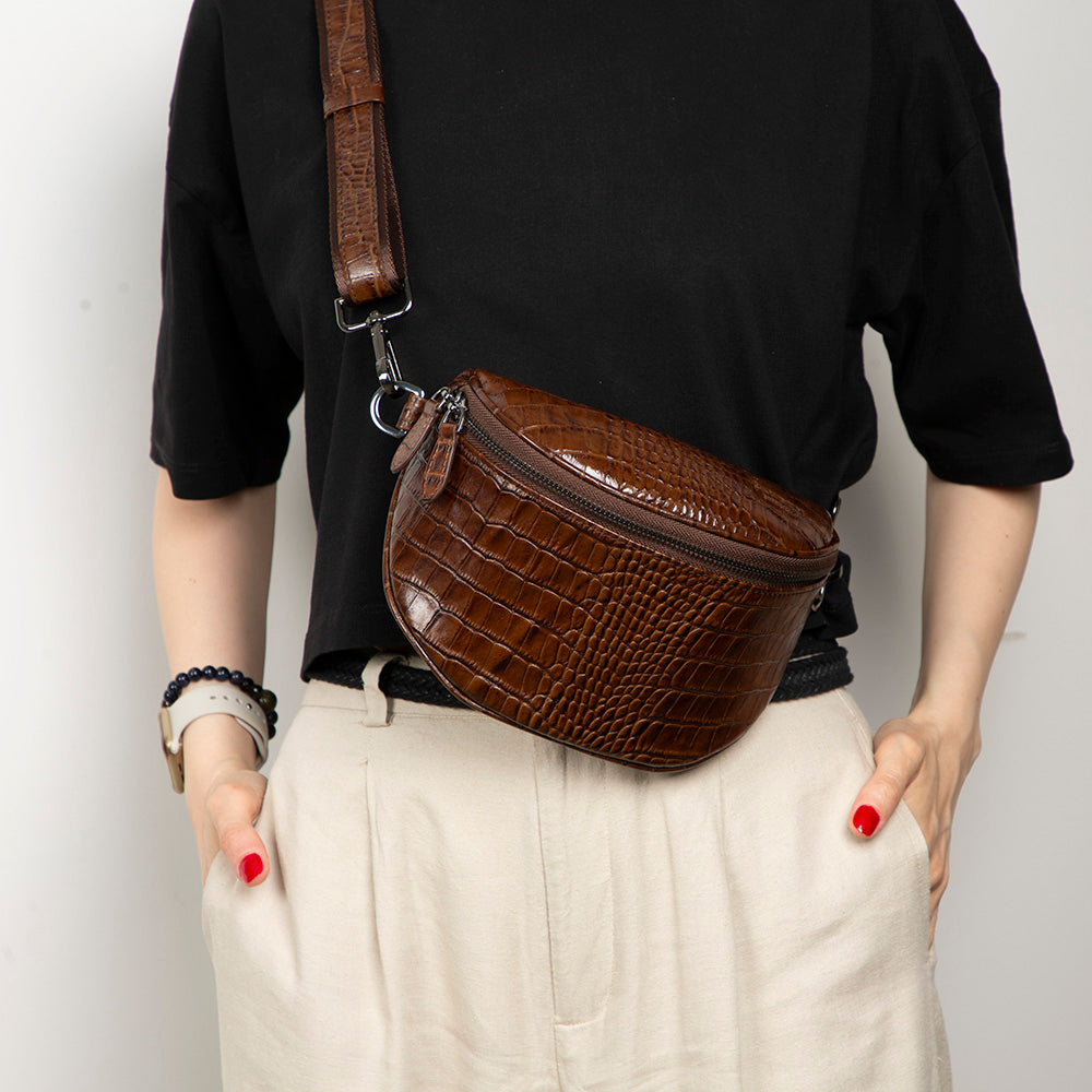 Liora Handcrafted Croco Leather Crossbody Bag